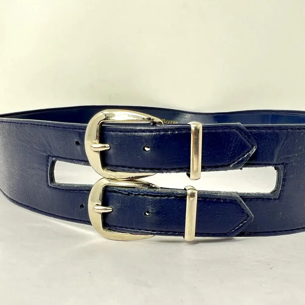 Butte Knit Double Buckle Belt Women 12 Blue 33 inch Accessories Classic Designer
